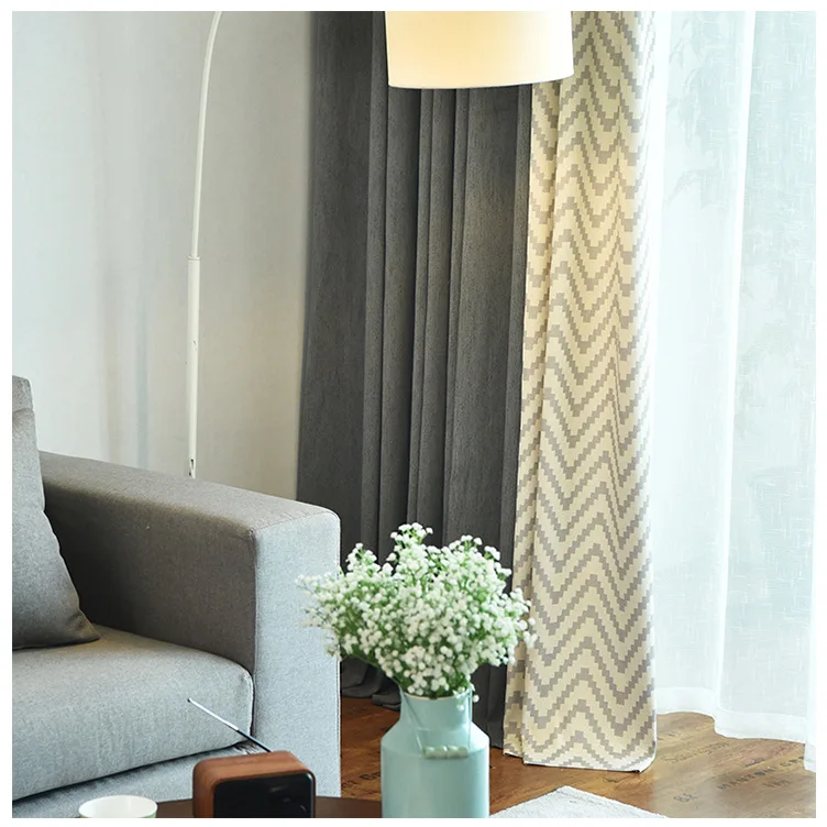 

Modern European-Style Bedroom Living Room Villa Curtain Thicken Chenille Jacquard Printed Embossed Window Shade Cloth