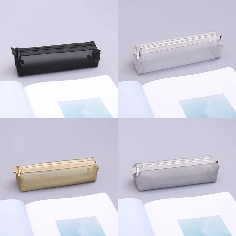 

Transparent Pencil Case Mesh Pencil Bag For Kids Girls Gift Office School Supplies Kawaii Stationery Nylon Zipper Pencilcase