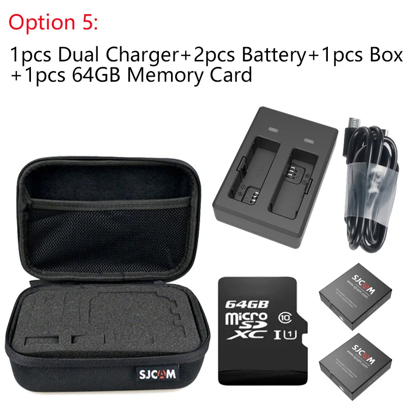 Option 5 SJCAM SJ9 серии Аксессуары двойное зарядное устройство 1300mAh литий-ионная батарея водонепроницаемый чехол Коробка для SJ9 Strike/sj9 Max 4K экшн-камеры - Цвет: Option 5