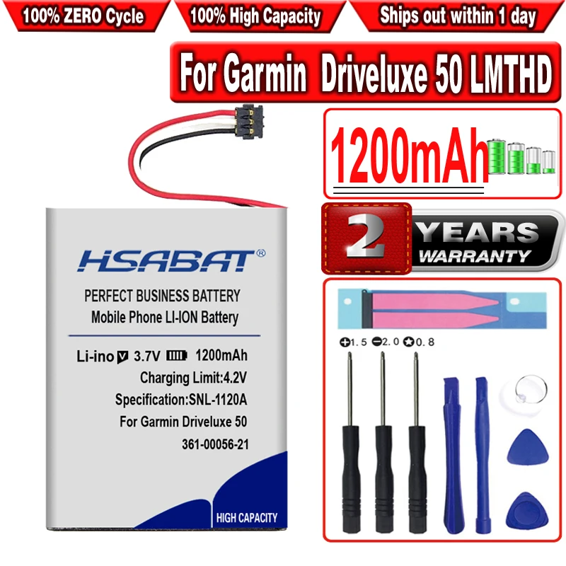 

Аккумулятор HSABAT 1200 мАч 361-00056-21 010-01531-00 для Garmin drivehelp 50 LMT-D Driveluxe 50 LMTHD