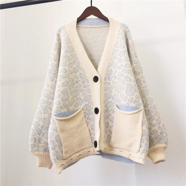 Женский вязаный свитер H.SA свободный однобортный Кардиган с рукавами-фонариками