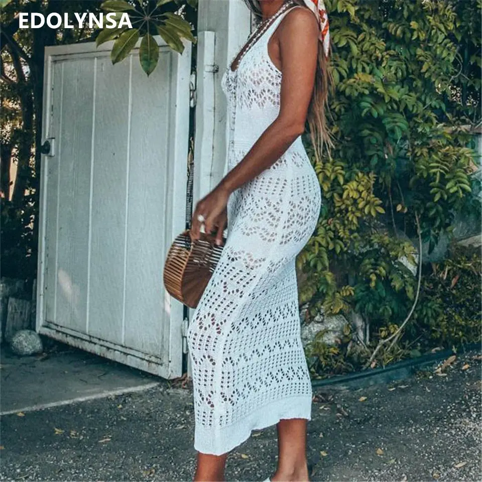 Пляжная туника для женщин вязаное крючком бикини накидка Пляжное платье