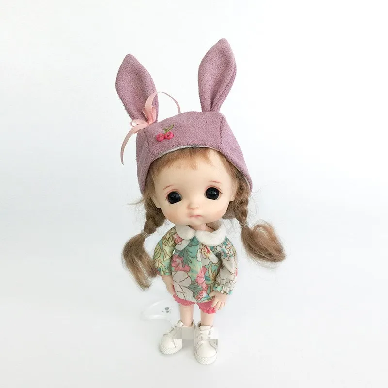 

Ob11 baby coat rabbit ear hat BJD egg Molly GSC handmade Bow Hat