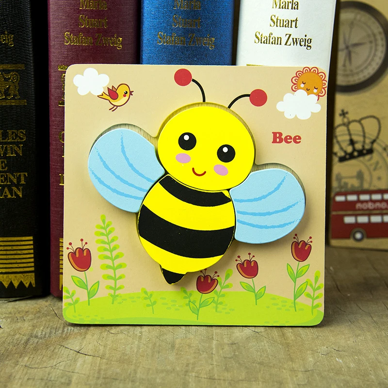 

Baby High Quality 3D Wooden Puzzles Educational Cartoon Animals Early Learning Intelligence Puzzle Game Toys For Children