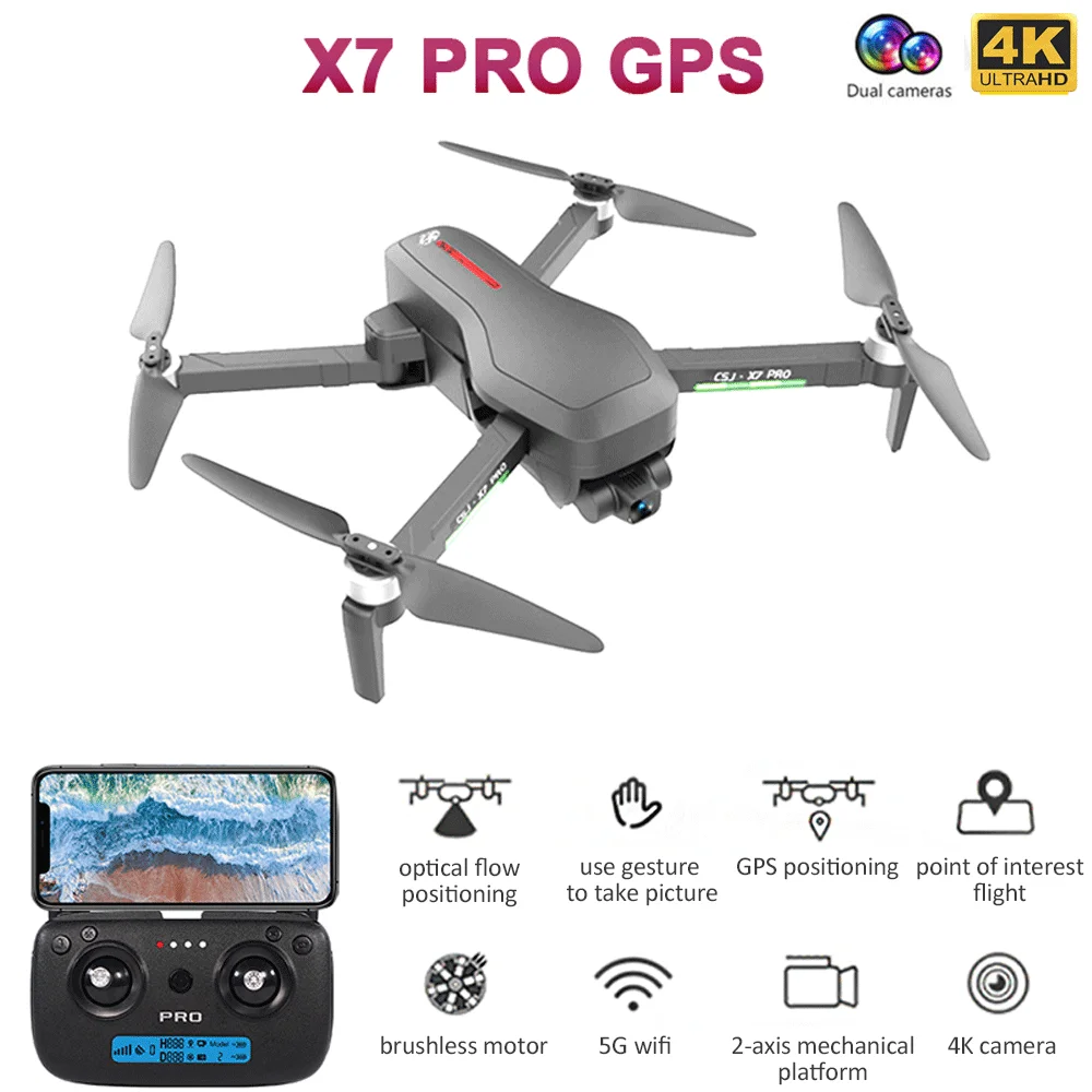 X7 Pro Profissional беспилотные летательные аппараты с 4K HD Камера 2 осевой Anti Shake Self