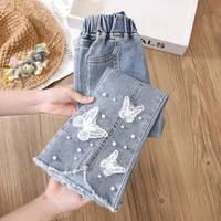 autumn 4 12y girls flared jeans pants 2021 new childrens pants fashion summer pants baby outer wear trousers teen pants