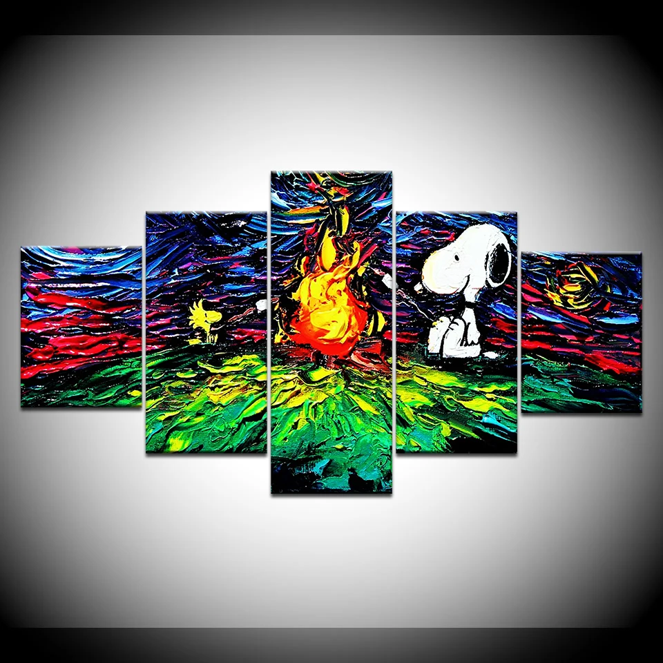 Домашний декор Современная Абстрактная живопись Wall Art Рамки Холст 5 Панель Пёс из