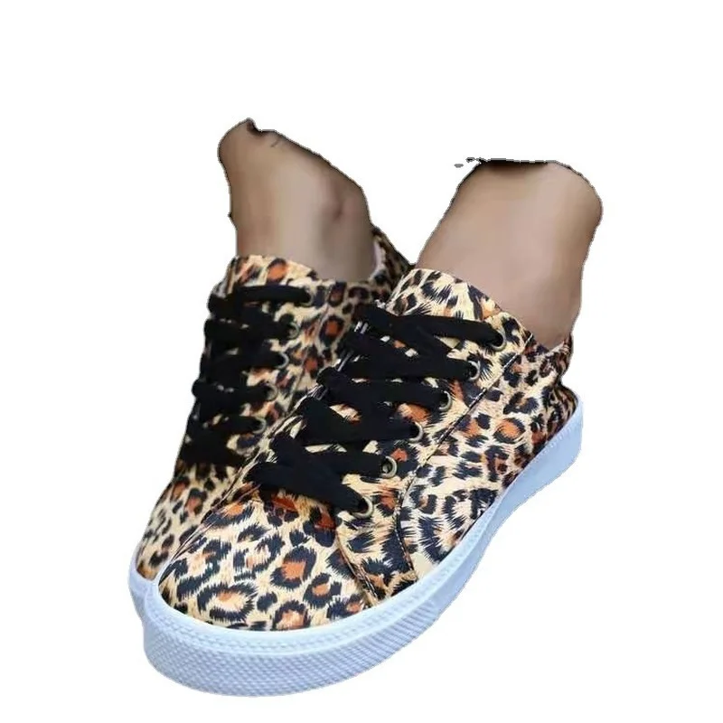 

Black and White Leopard Print Retro Canvas Shoes Female Students Korean Casual Wild Niche Hong Kong Casual Board Shoes Ins Tide