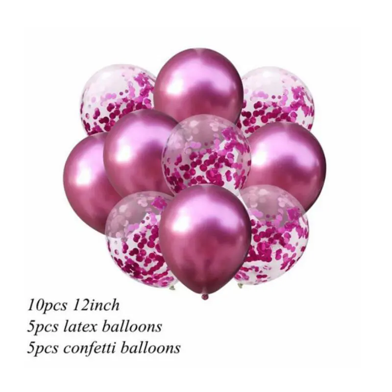 10 шт./лот 12 дюймовые латексные воздушные шары металлических цветов с конфетти