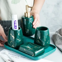 nordic ceramic sanitary ware wash set light luxury marble series bathroom model room decoration toothbrush holder