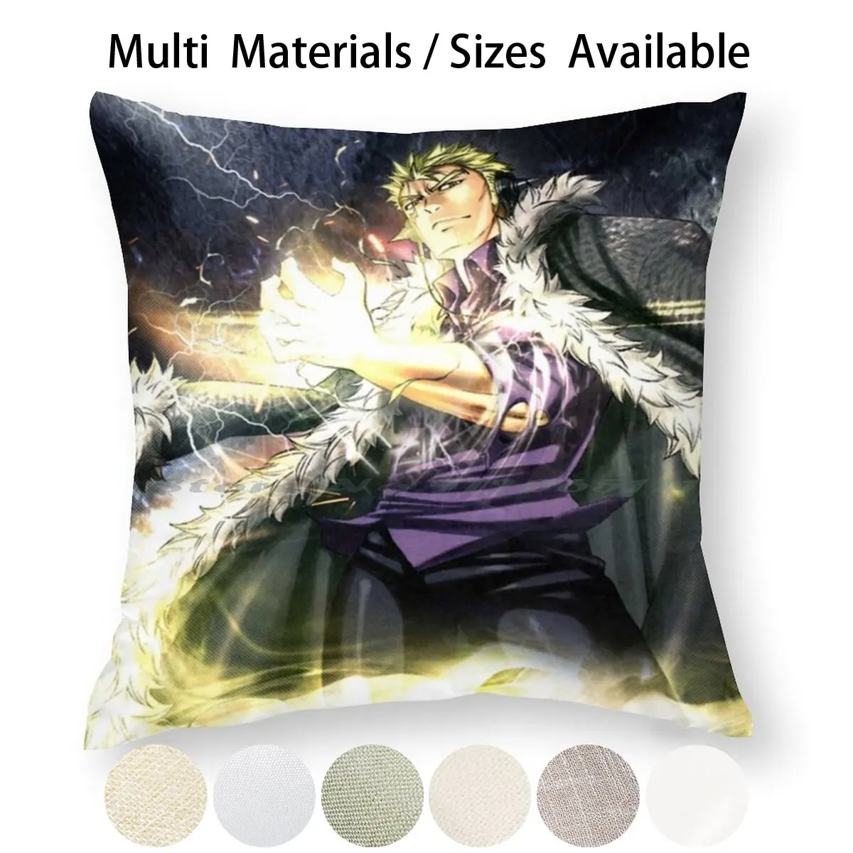 Laxus Pillow Case Throw Cover Cotton Linen Flax Fairy Tail Blue Bisca Freed Levy Lucy Natsu Gray Gajeel Juvia | Дом и сад
