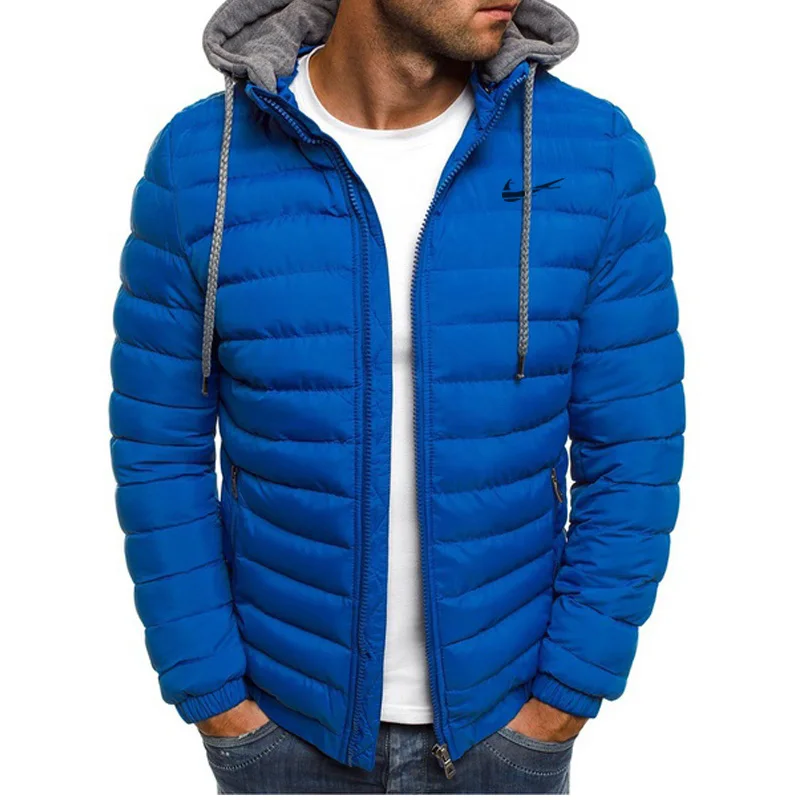 

Men Winter Parkas Fashion Solid Hooded Cotton Coat Jacket Casual Warm Clothes Mens IКNIKEС Overcoat Streetwear Puffer Jacket