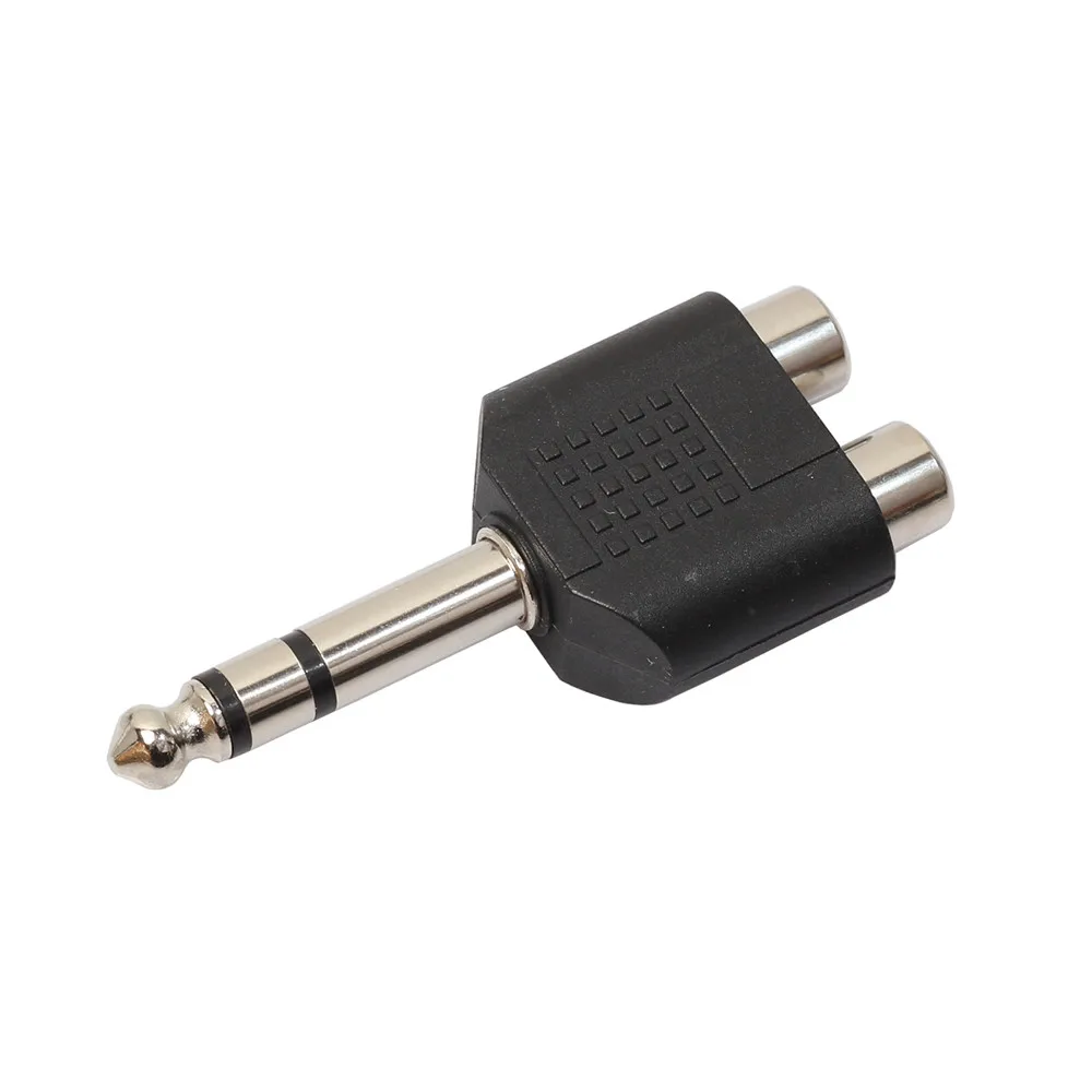 

6,35 мм аудио стерео штекер разъем к 2 двойным RCA разъем адаптера штекер высокого качества Лидер продаж, аксессуары черный 2021