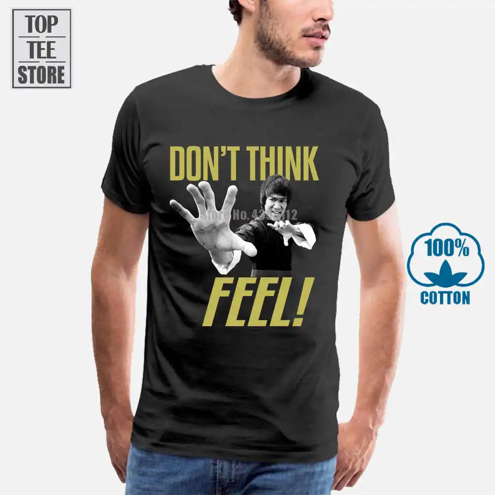 Мужская Новая футболка с Брюсом Ли чувствуйте дзюдо 100% черный хлопок Размеры Sm 4Xl