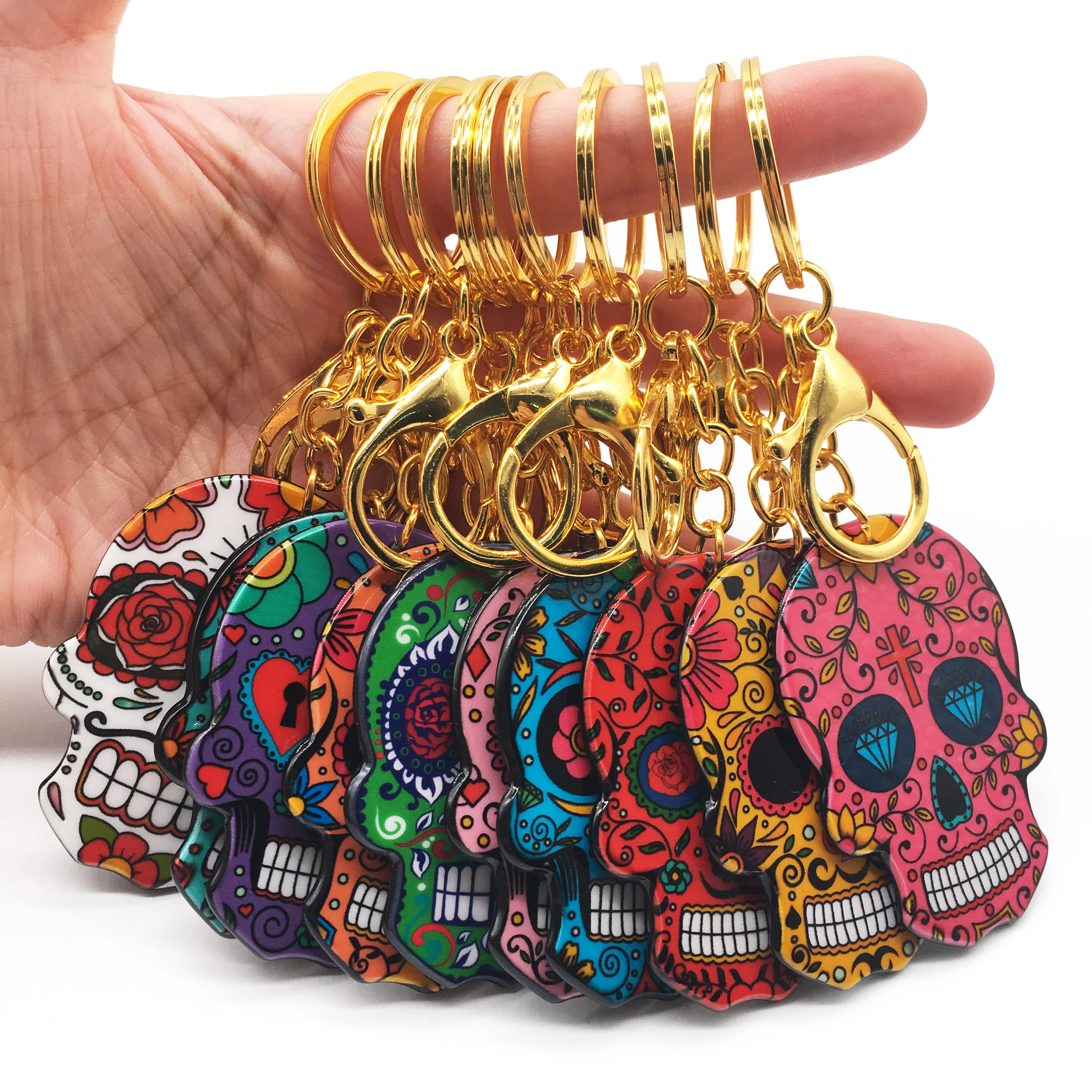 Брелок с черепом Calavera мексиканский милый сладкий сахар череп большой Омар брелок для ключей Хэллоуин акриловые бусины в форме черепа брелок сумка Подвески