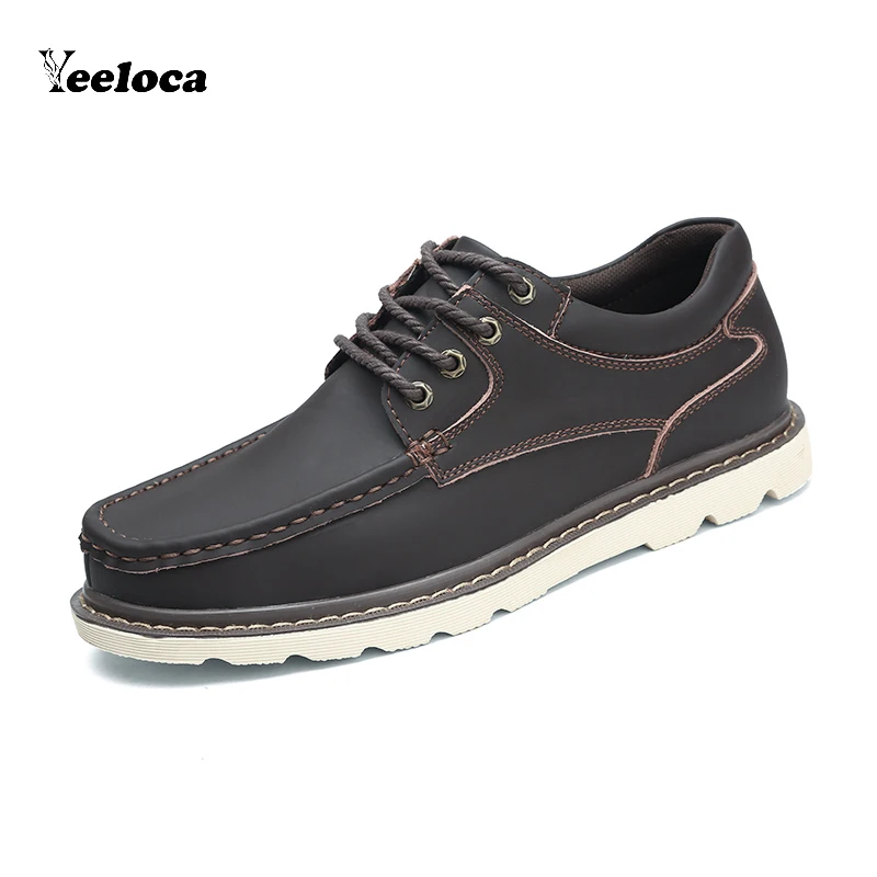 Luxury Classic Men Casual Leather Shoes Driving Moccasins Lace-up Oxfords Outdoor Walking Ankle Dress Big Size 38-47 | Обувь
