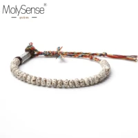 molysense tibetan buddhist handmade braided thread lucky knots bracelet natural bodhi beads carved amulet bracelet for men
