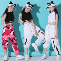 hip hop clothes kids girls jazz dancing costume girls crop top vest camouflage pant performance outfit hiphop stage wear vdb1626