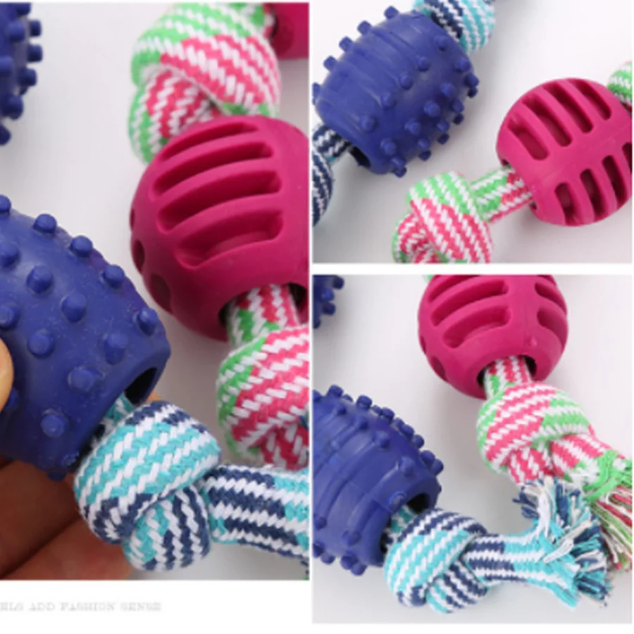 Double knot cotton rope with Ball Dog Toy molars bite resistant toys tooth cleaning pet supplies factoryA898 | Дом и сад