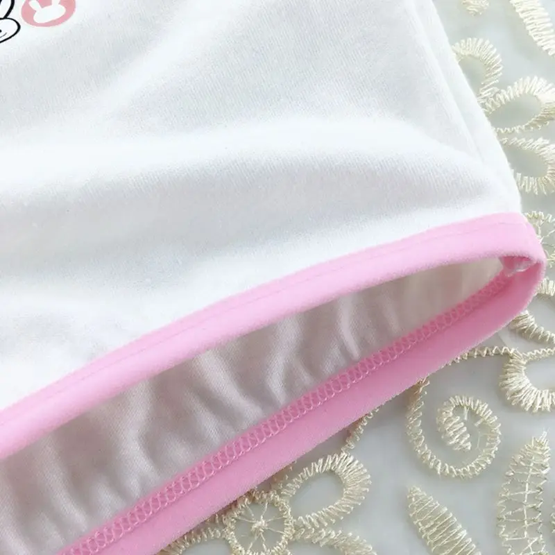 

Cartoon Rabbit Print Student Puberty Girls Single Layer Underwear Contrast Color Training Bra Wide Straps Non-Padded Sport Tank