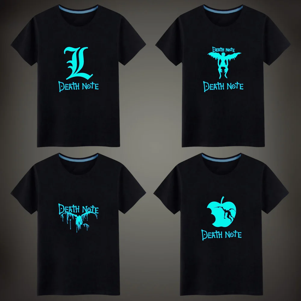 Светящиеся Детские футболки с мультяшным аниме Death Note новинка 2019 флуоресцентная