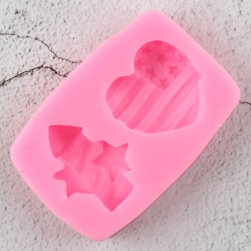 Патриотические фейерверки сердце из кабошона силиконовые формы топпер для