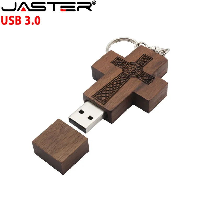 JASTER USB 3,0 логотип клиента деревянный Флешка usb-накопитель в виде деревянного Креста флеш-накопитель карта памяти 8 ГБ 16 ГБ 32 ГБ флеш-накопитель брелок подарок
