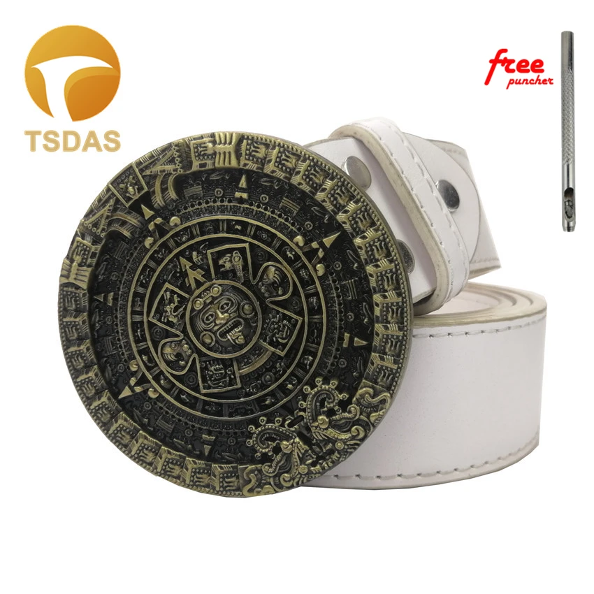 New Aztec Calendar Men's Metal Belt Buckle With Leather Round Cowboy Jeans accessories | Дом и сад