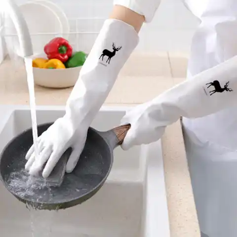 Водонепроницаемые резиновые латексные перчатки для мытья посуды, прочные кухонные рабочие приборы для уборки дома