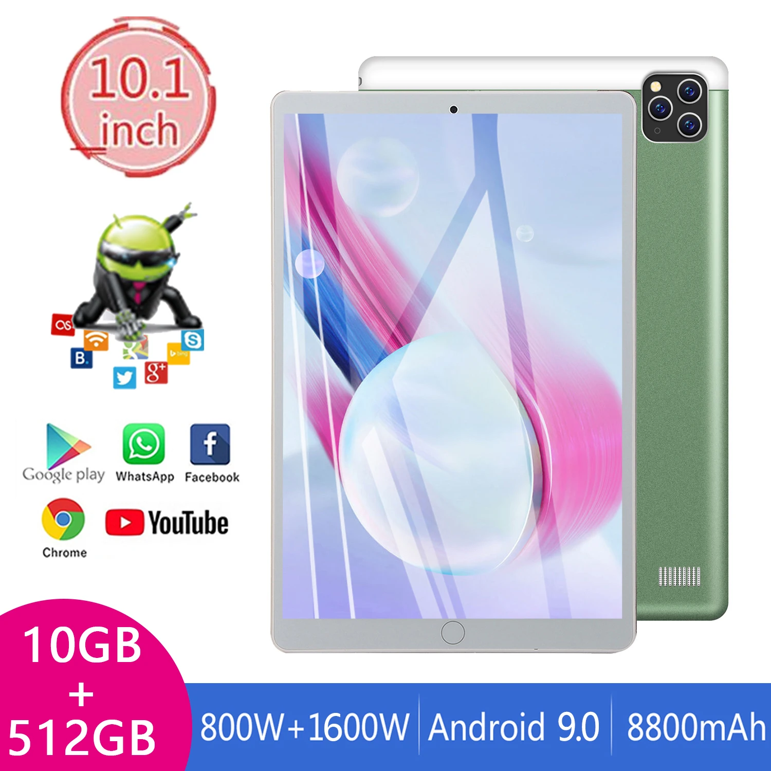 

10.1inch Tablet PC S11 8MP+16MP 10GB+512GB ROM 2560*1600 8800mAh 5G/4G LTE 10-Core Android 9.0 Dual Wifi Type-C Smart Tablets