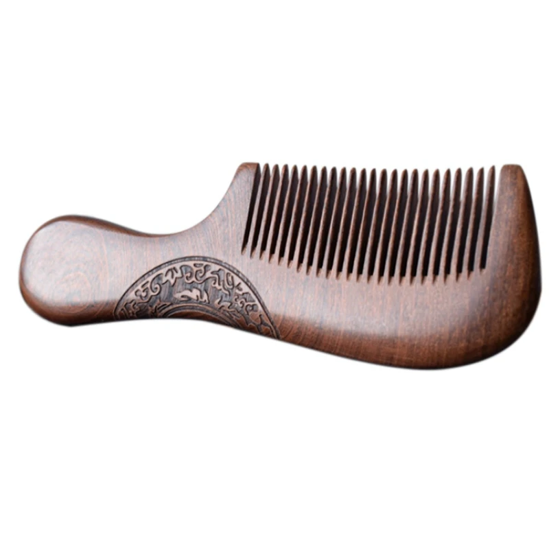 

Unisex Sandalwood Comb Women Men Home Travel Wood Anti-Static Fine-Tooth Comb Wooden Handles Hair Comb
