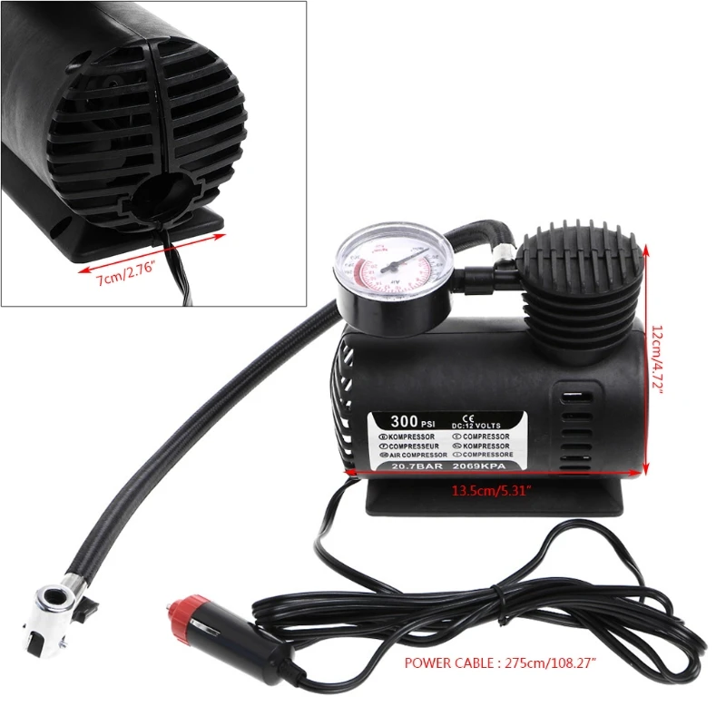 300 PSI 12V автомобильный портативный мини воздушный компрессор Электрический насос