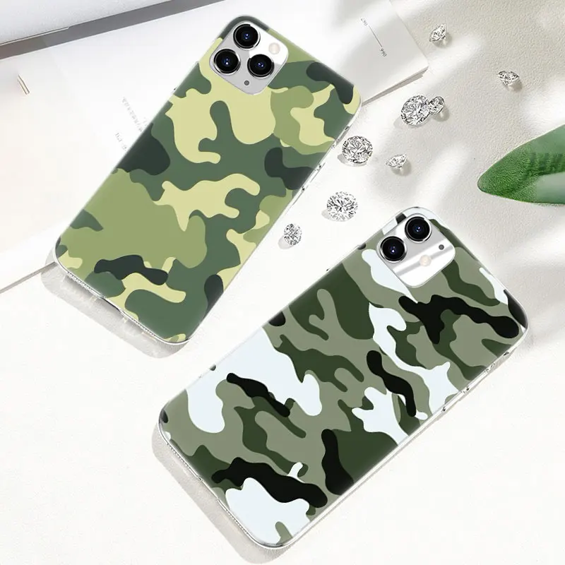Камуфляжный узор армейский Мягкий силиконовый чехол для Apple iPhone 11 Pro XS Max X XR 6 6s 7 8