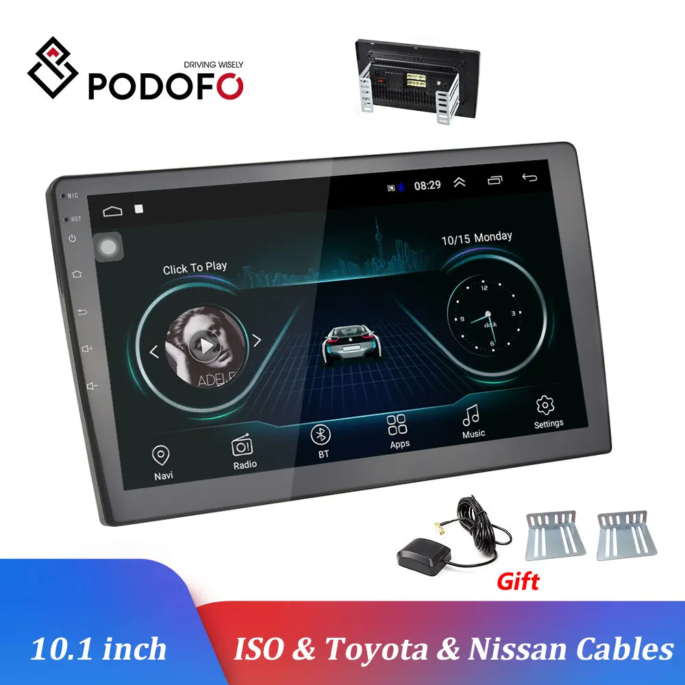 Podofo Android 10,1 ''MP5 мультимедийный плеер gps навигация Авторадио Bluetooth автомобильное радио wifi Зеркало Ссылка 2 Din автомобильный аудио стерео