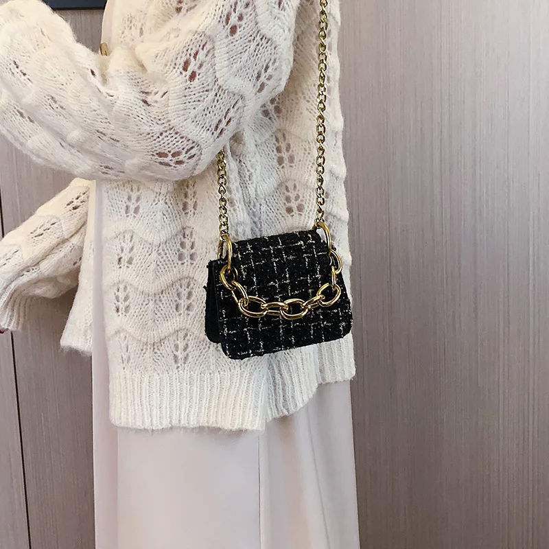 

S.IKRR Tweed Purses And Handbags Mini Bags For Women 2020 Chain Designer Bags Luxury Winter Small Fashion Crossbody Bag Shoulder