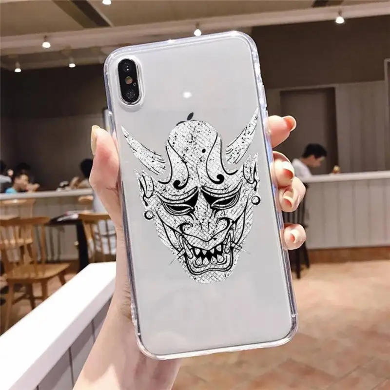 

Japanese samurai oni mask Phone Cases Transparent soft For iphone 5 5s 5c se 6 6s 7 8 11 12 plus mini x xs xr pro max