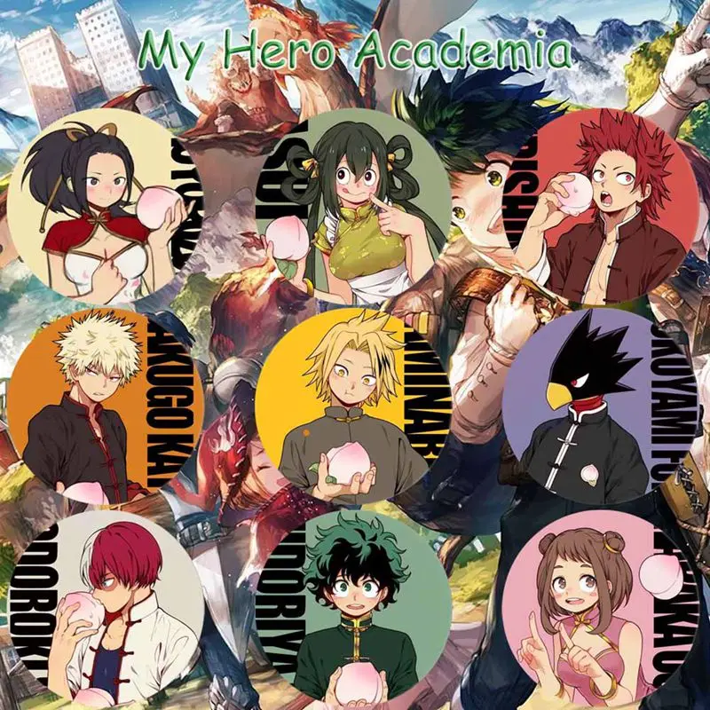 

Button Badges Bag Accessories Collectible Brooch Pins My Hero Academia Anime Peripheral Cartoon Round Acrylic Badge