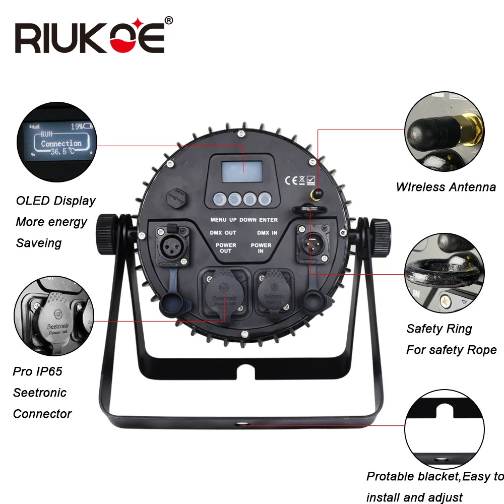 Светодиодный прожектор RIUKOE 6 шт./лот 9x12 Вт RGBWAP в 1 сценическое водонепроницаемое