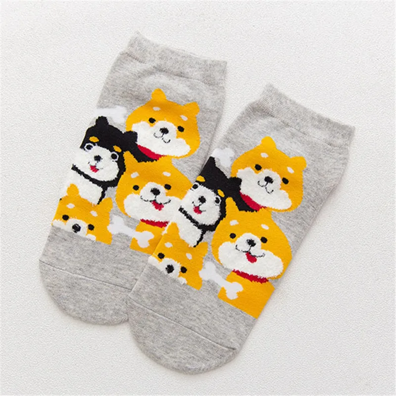 Shiba Inu LightGray Милая Одежда для девочек из хлопка с изображением лисы собаки цыпленок кот», «кролик» женские носки до голени смешные короткие носки Повседневное Pet Носки с рисунком «котята»; носки; Прямая поставка - Color: Shiba Inu LightGray