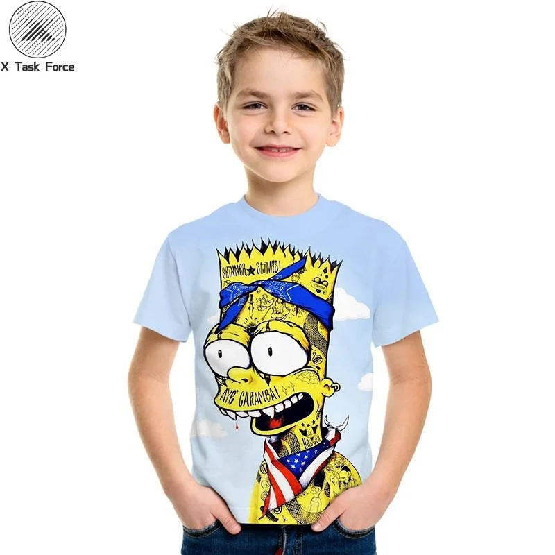 Футболка с объемным принтом из мультфильма футболка для мальчиков и девочек