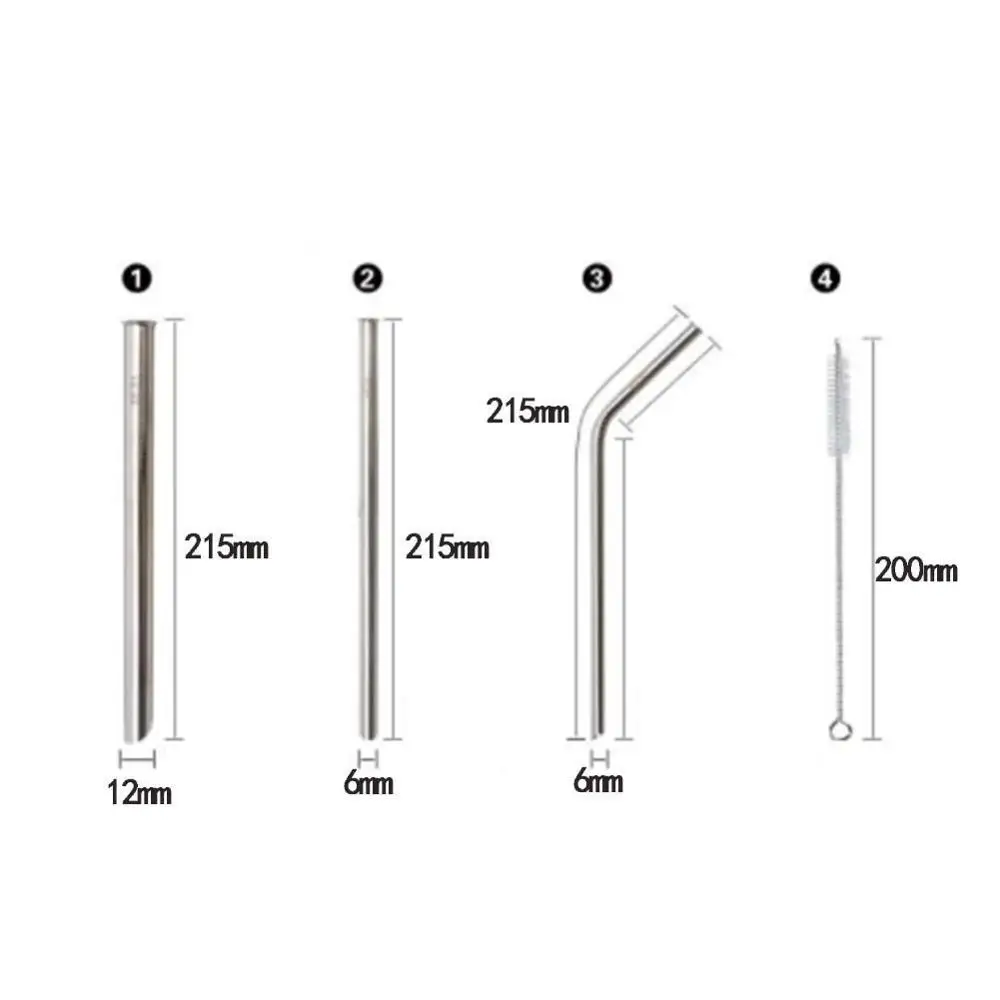 Металлические многоразовые 316 соломинки из нержавеющей стали прямые изогнутые