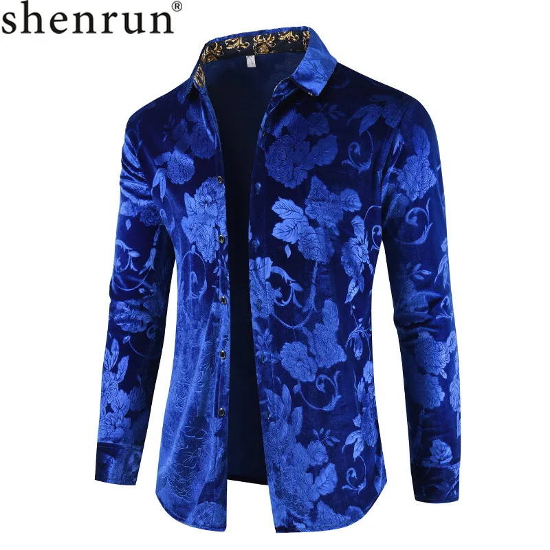 Shenrun мужские рубашки осень зима длинный рукав черный синий цвет красного вина