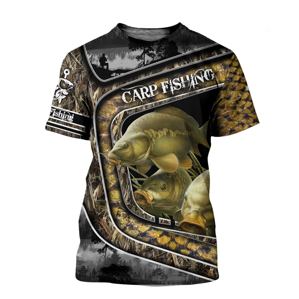 Летняя крутая хипстерская Мужская футболка с красивым рисунком щуки и рыбалки 3D