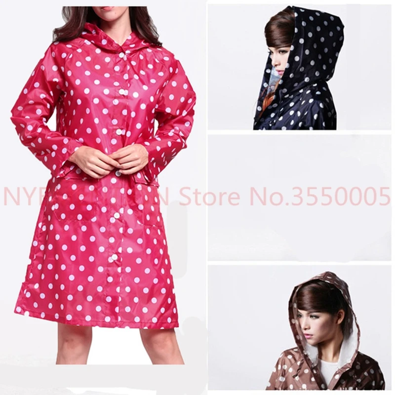 Женский плащ с капюшоном в горошек водонепроницаемый пончо для путешествий