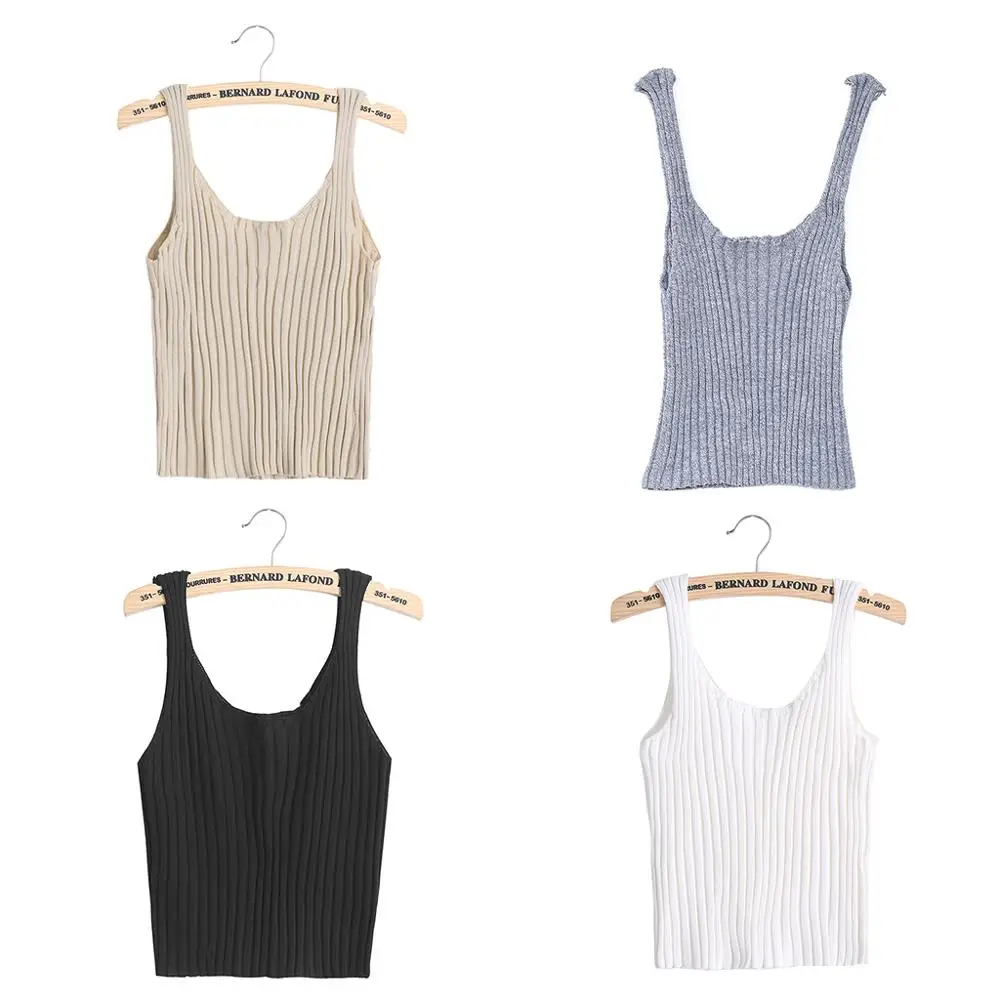 2018 Сексуальная Женская облегающая трикотажная кофточка с бретельками