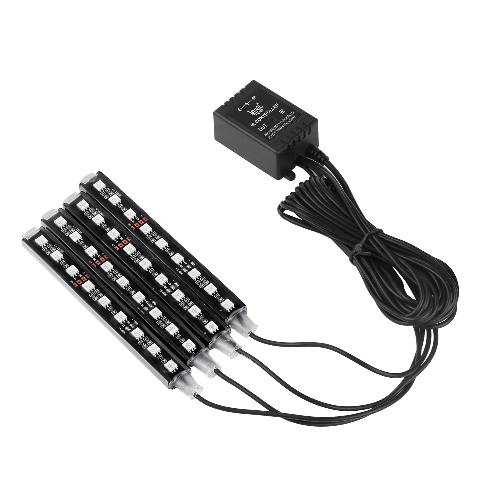 

Onever 4pcs Car RGB LED Strip Car Decorative Atmosphere Lamps With Remote 5050SMD 16 Colors Light Atmosphere Lamp