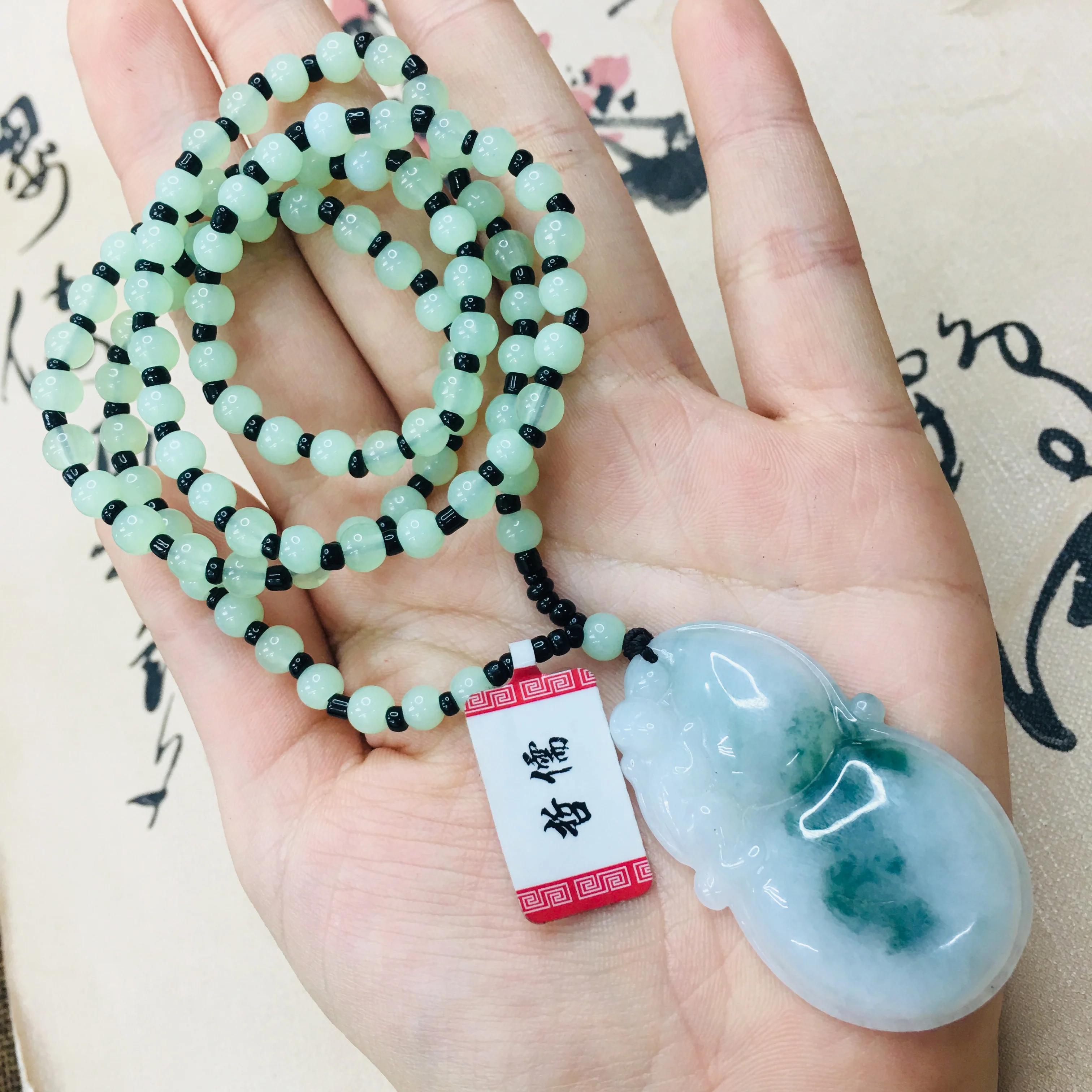 Цепочка свитер Zheru из натурального нефрита вырезанная в два цвета цепочка с