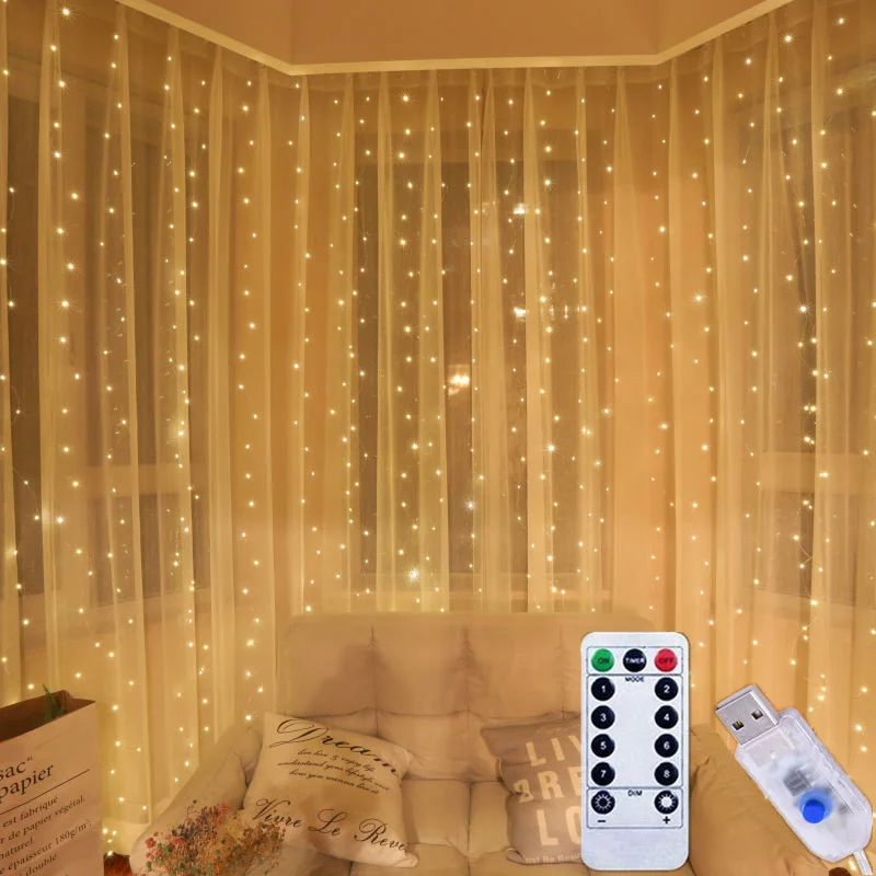 

Festoon Led Curtain Garland on the Window Usb Powered Fairy Lights with Remote New Year Garland Led Lights Christmas Decoration