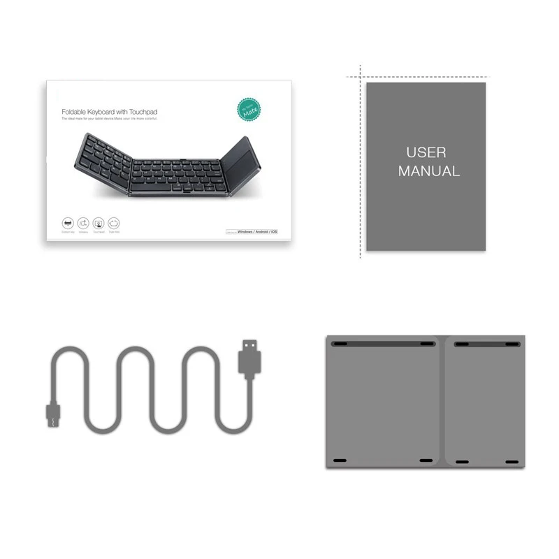 

Ultra Slim Bluetooth Keyboard Wireless Fold Keyboard With Touchpad low noise Compatible for iOS iPad Android Tablets Windows