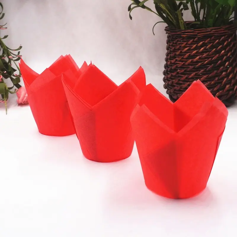 

50pcs Newspaper Style Cupcake Liner Baking Cup For Wedding Party Caissettes Tulip Muffin Cupcake Paper Cup Oilproof Cake Wrapper